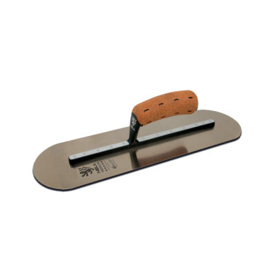 NELA Pool Trowel NELA Pool Trowel with short shank, BiKoGrip cork handle, and rounded stainless steel blade for curved surface finishing