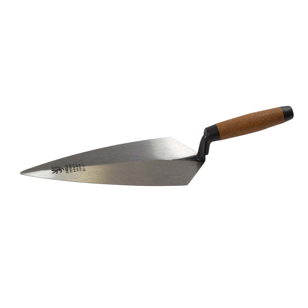 NELA Philadelphia Brick Trowel forged carbon steel with BiKoGrip cork handle, made in Germany